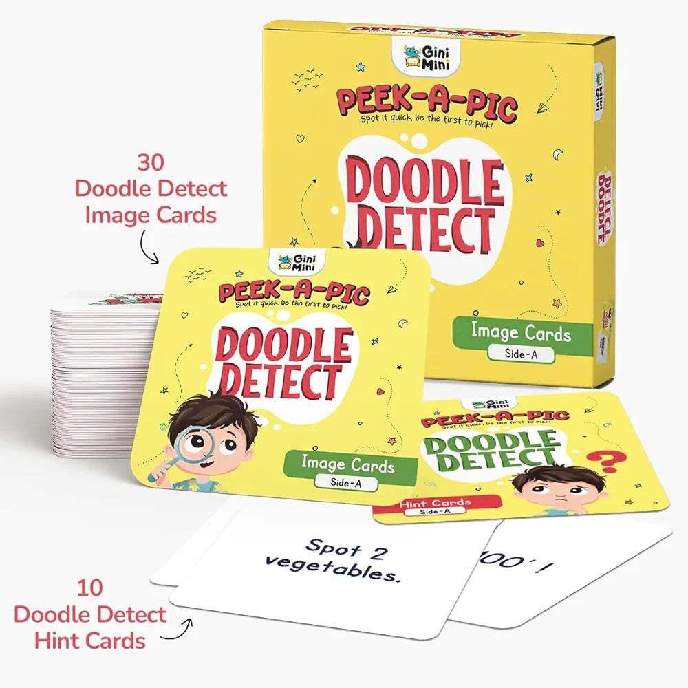 GiniMini Peek-A-Pic 80 Cards Matching Game for Kids 2+ Educational Toy for Memory Focus & Vocabulary Building Preschool Learning Gift