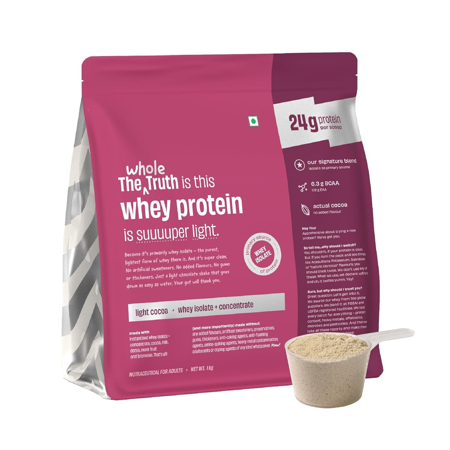 The Whole Truth Whey Protein Isolate+Concentrate - Light Cocoa