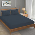 Homefab India 160 TC Stripe Cotton Feel Glace Cotton Elastic Fitted King Size Double Bed Bedsheet with 2 Pillow Covers Fits Upto 6 inches Mattress Grey