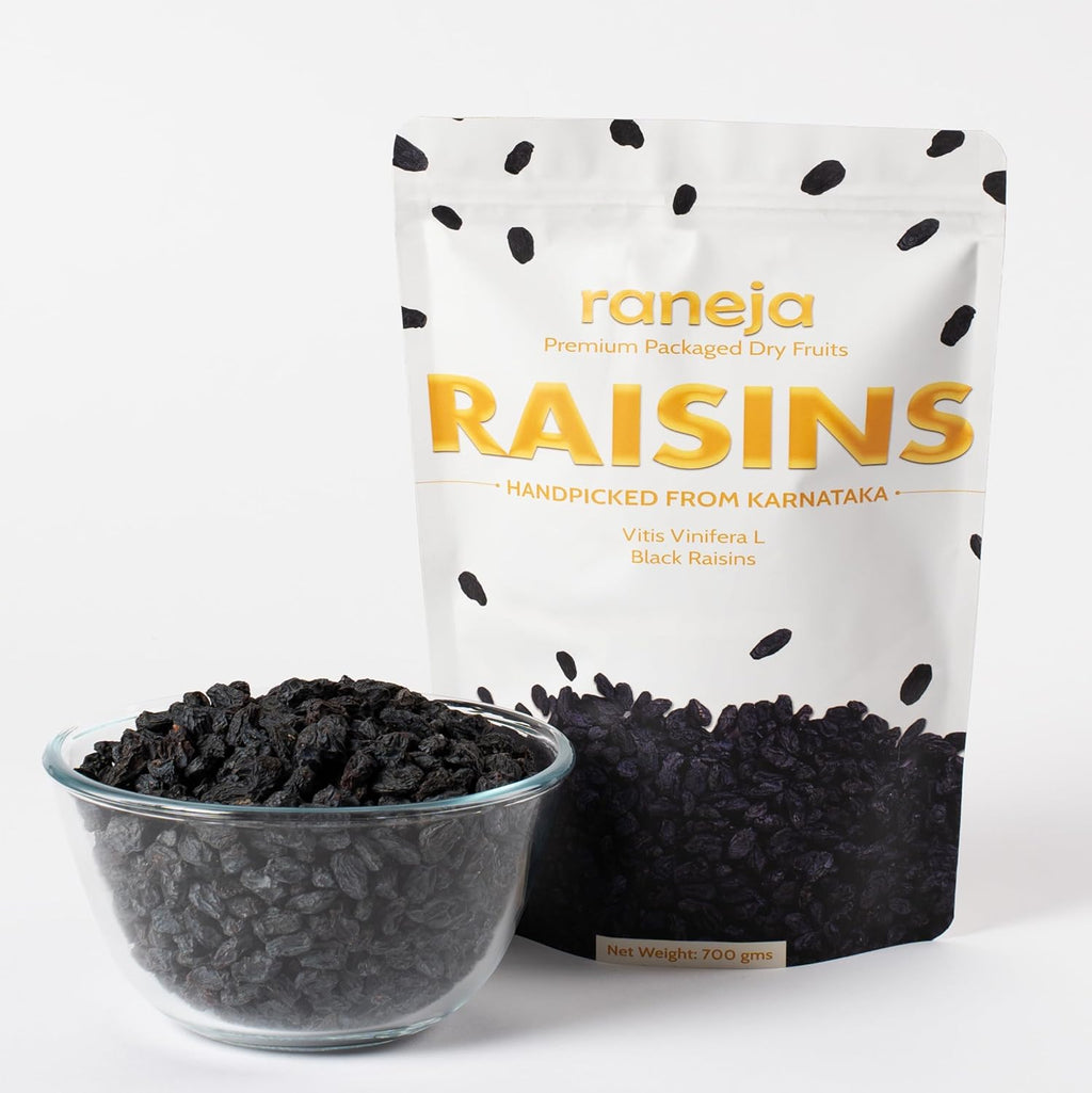 Raneja Premium Afghani Seedless Black Raisins | High in Antioxidant Kali Kishmish/Kismis Dry Fruits, Healthy Snacks | Rich in Fiber & Potassium | Naturally Sweet & Tasty