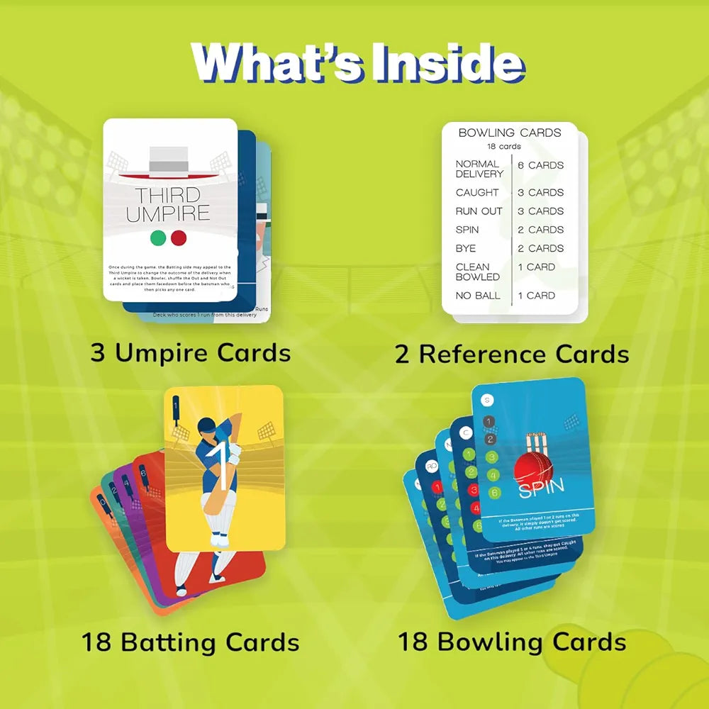 Binca Qwicket Cricket Card Game – Fast & Fun Indoor Cricket Game for Kids & Family