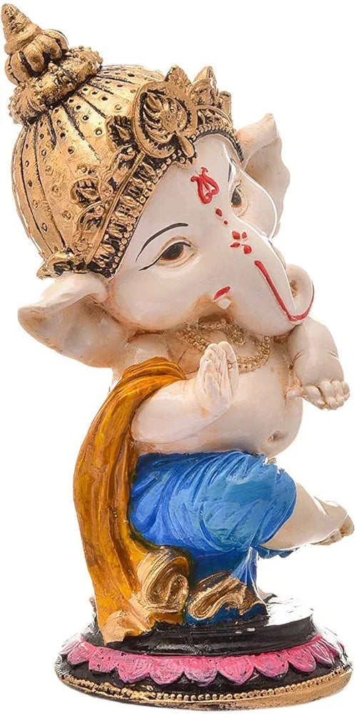 Nrson Indian Handcrafted Polyresin Ceramic Eco Friendly Lord Ganesh Idol Figurine Blessing Ganesha
