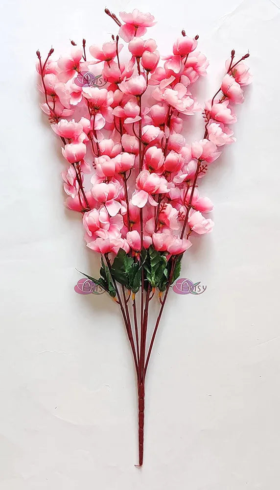 Artificial Flowers Bunch Cherry Blossom Ideal for vase Without vase babypink 55 cm Height Fabric