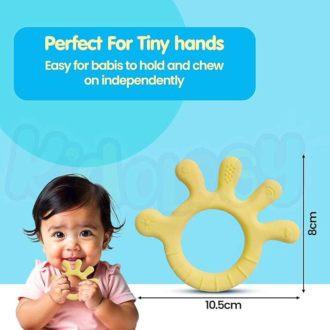 Kidology Finger Shape Teether for Babies 6+ Months Yellow