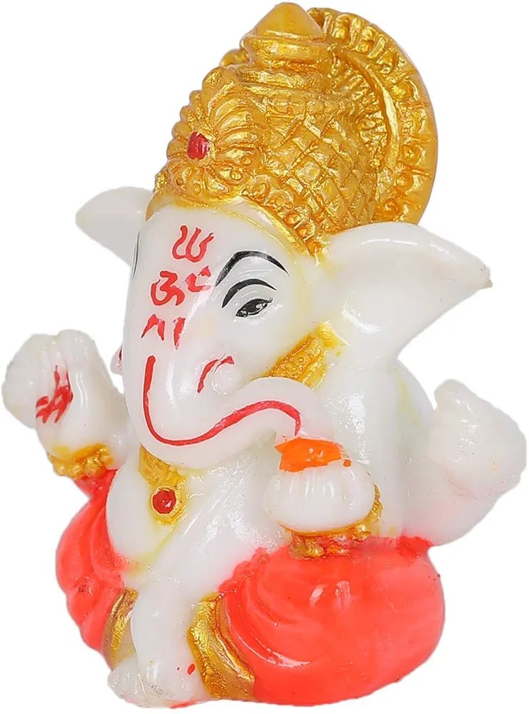 Nrson Polyresin Meditating Lord Ganesha Idols for Home Decor Car DashboardMulticolour