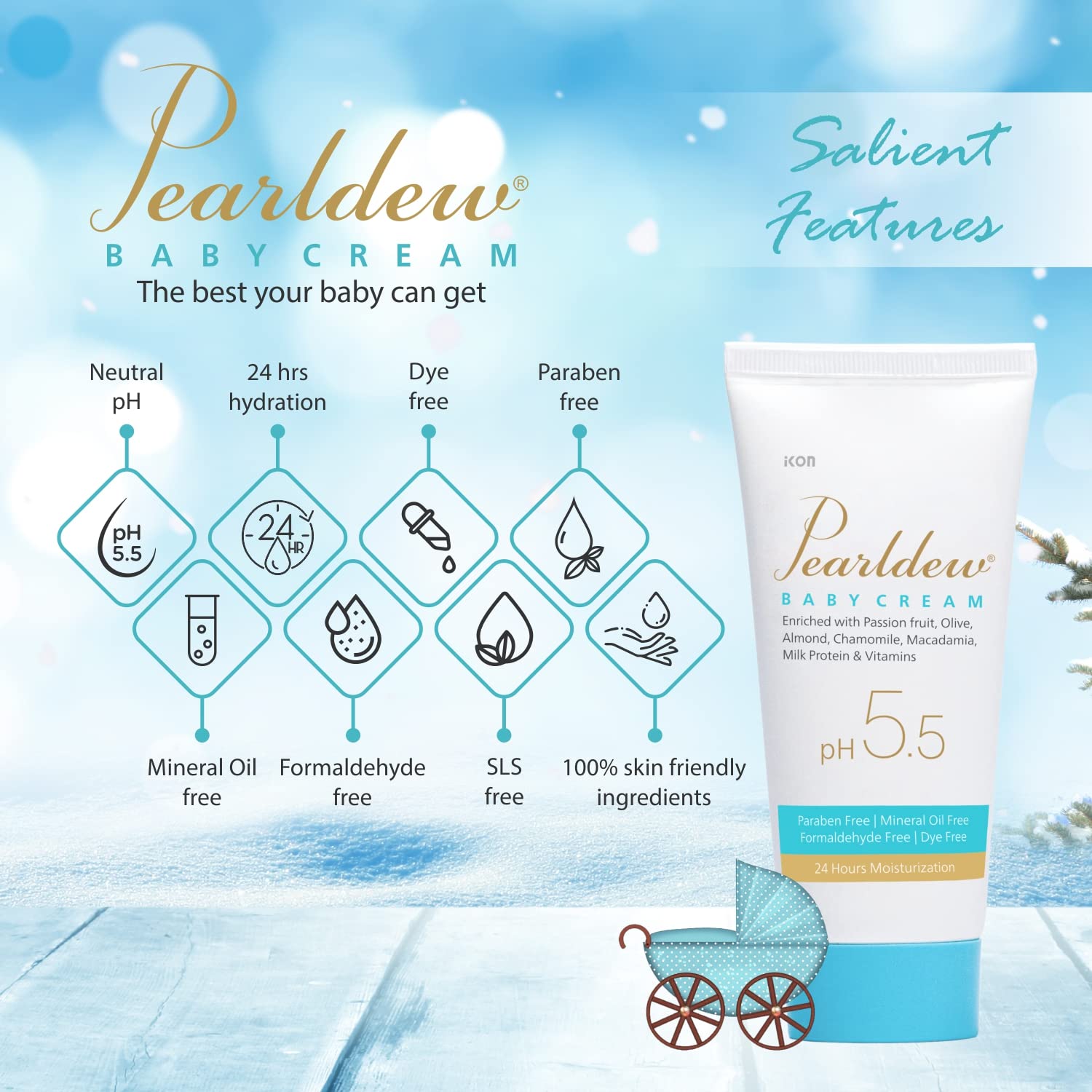 Pearldew Baby Cream - 50 Gms | Pack of 2