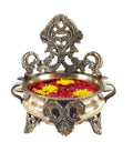 Two Moustaches Ethnic Carved Brass 7 Inches Decor Urli Bowl, Brass Urli for Home Decor, Standard, Pack of 1