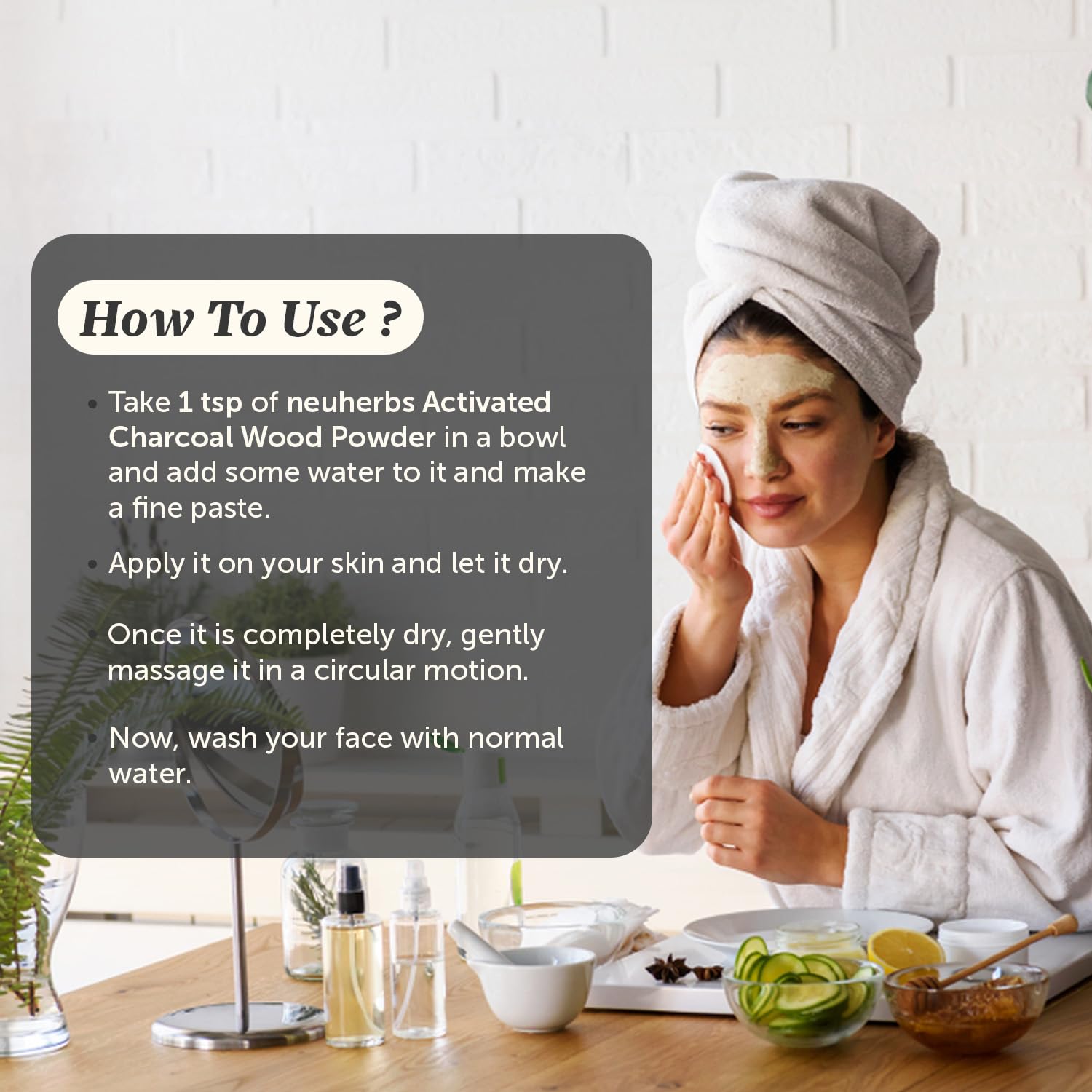 Neuherbs Activated Charcoal Powder For Skin - 100g | Face Pack For Deep Cleansing & Remove Dead Skin Cells | 100% Pure & Natural With No Added Preservatives