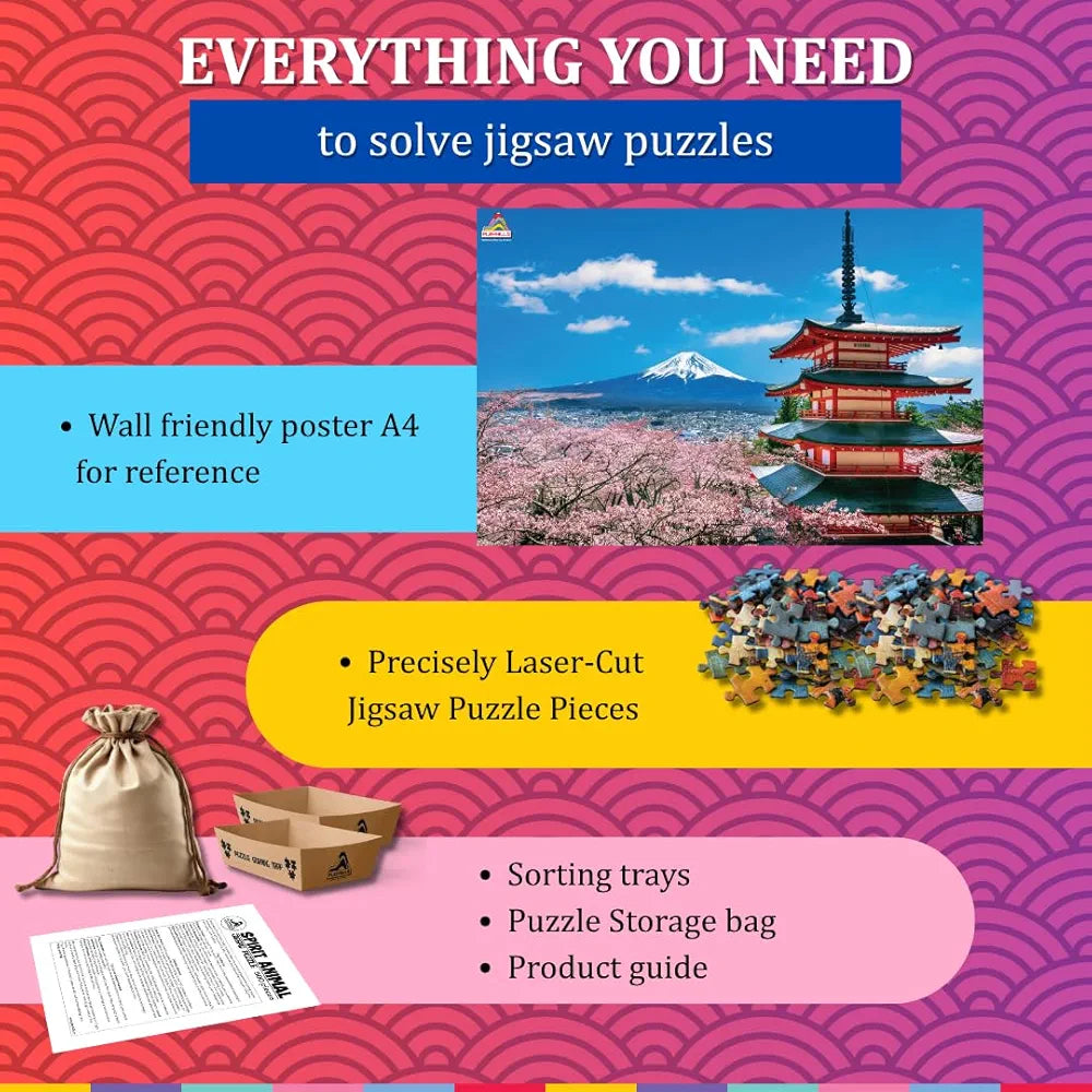Playhills Mount Fuji Japan, Nature Landscape Wooden Durable Jigsaw Puzzle  for Children, Adults Above 8+ Years
