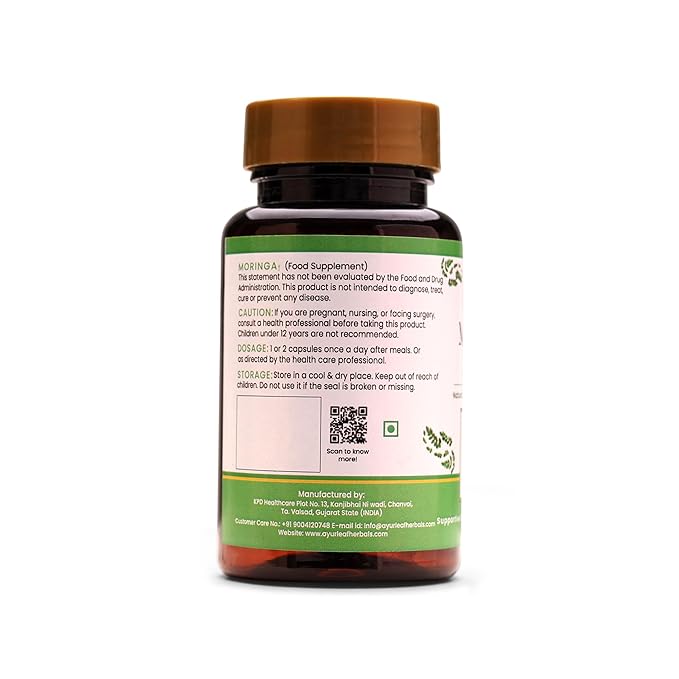 Ayurleaf Herbals Moringa Capsules - 60 Caps Pack of 2