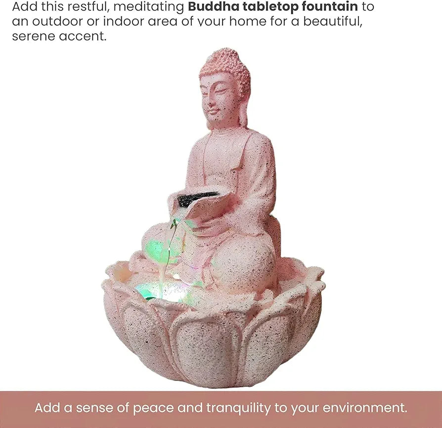 Alila Rose Gold Buddha Statue Statues Water Fountain for Living Room 14inches