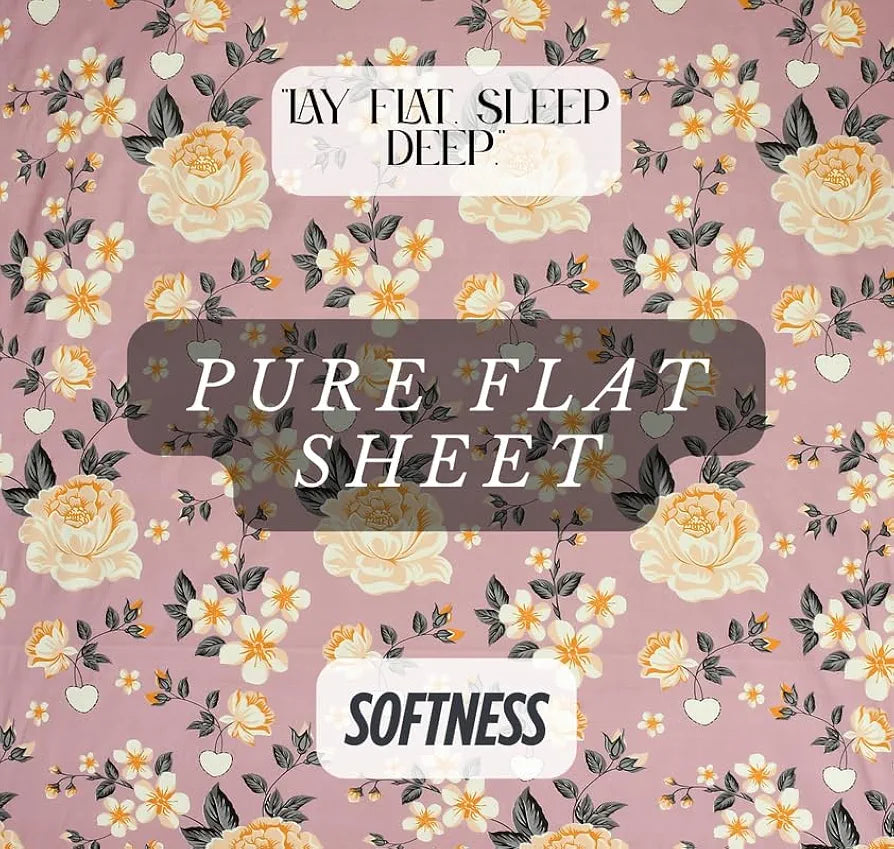 HomeKart Floral Printed Cotton Feel Double Bedsheet with 2 Pillow Covers 200 Tc Soft Premium Printed Bedsheet for Home Bedroom Purple & Beige