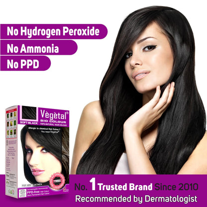 Vegetal Bio Hair Colour Soft Black - 50 gms (Pack of 2)