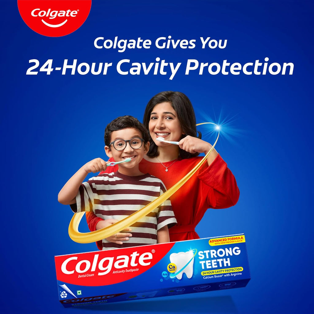 Colgate Strong Teeth Cavity Protection Toothpaste with Amino Shakti - 300g with Free Toothbrush, India's No.1 Toothpaste