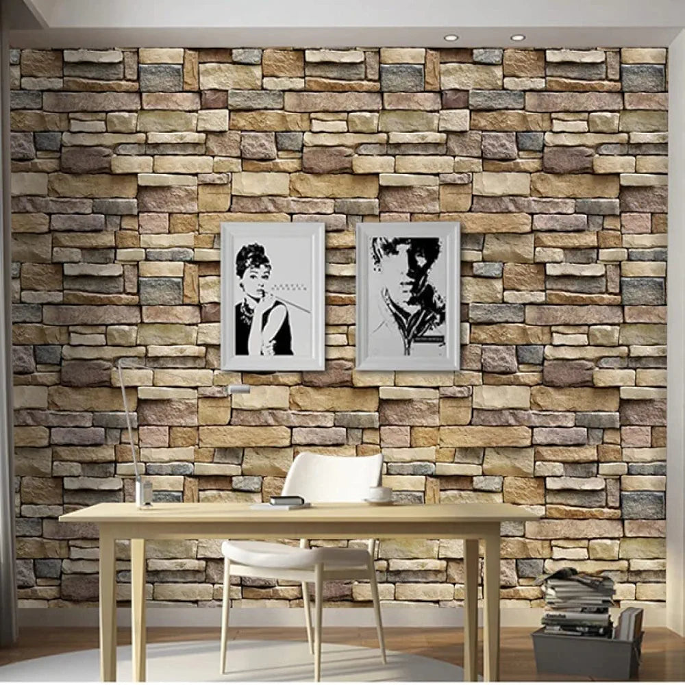 Jaamso Royals Brick Stone Vinyl Peel and Stick Wall Decor Wallpaper 1000CM