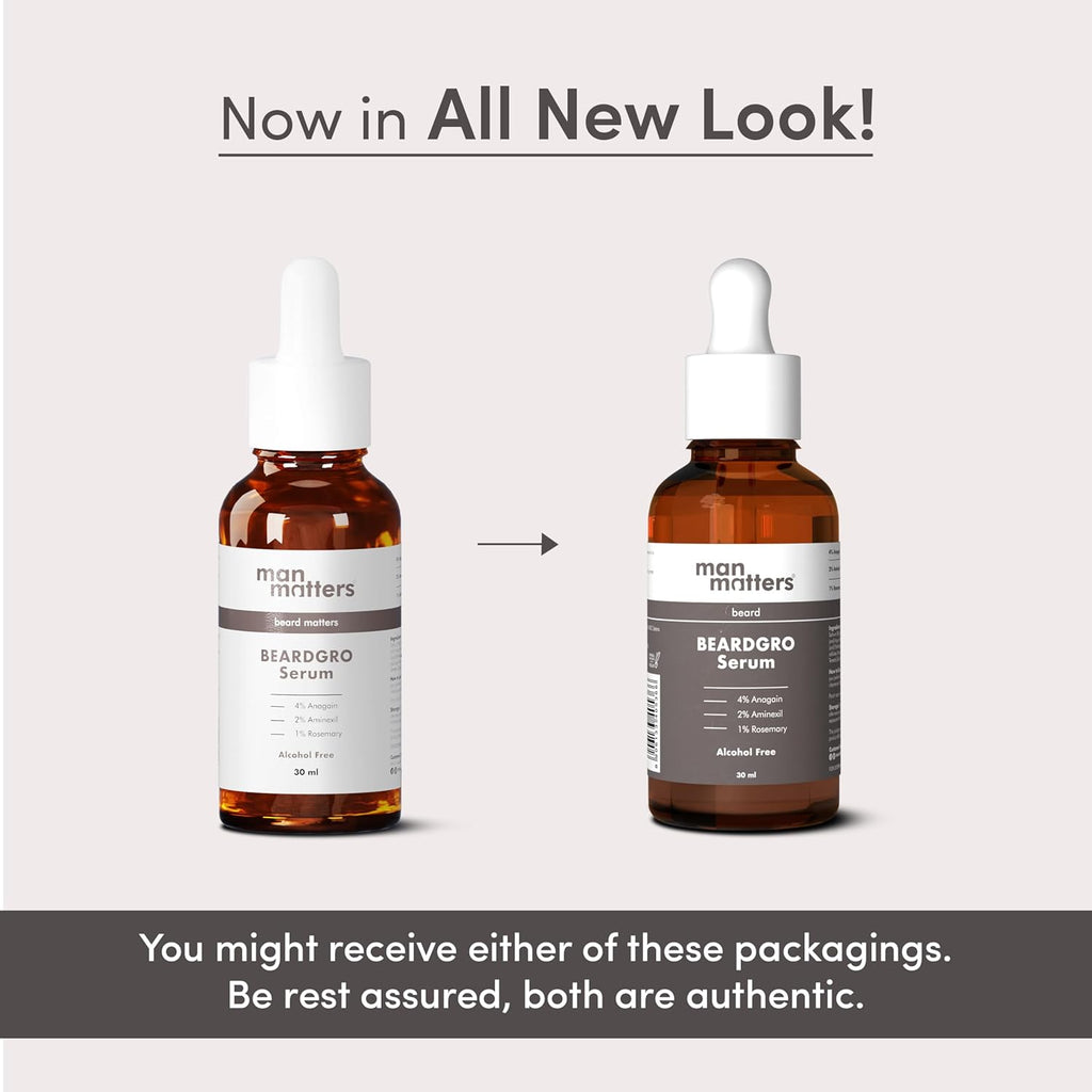 Man Matters Beardgro Oil-In-Serum 30Ml | 4% Anagain, 2% Aminexil & 1% Rosemary | Stronger, Fuller & Thicker Beard Growth | Solves Uneven & Patchy Beard | Lightweight And Fast Absorption