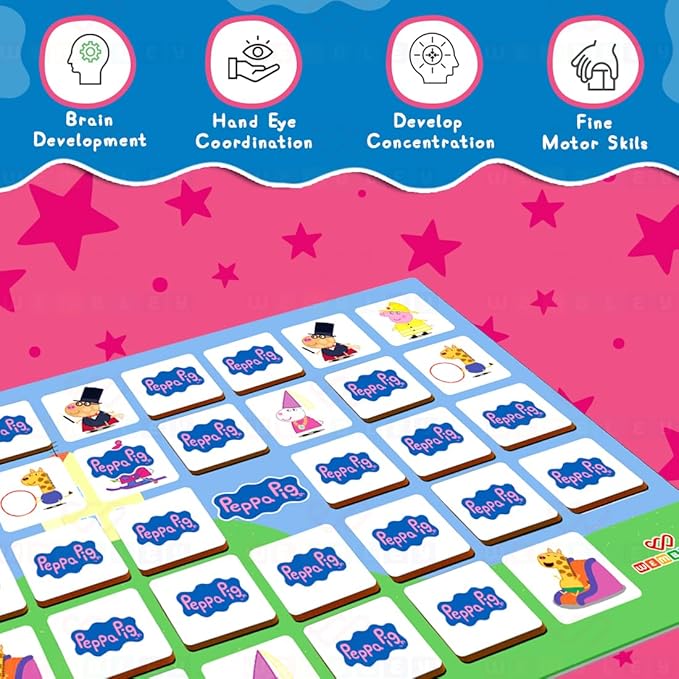 Wembley Peppa Pig Magnetic Memory Match Game for Kids Puzzle 32 Tiles with 64 Picture Icons