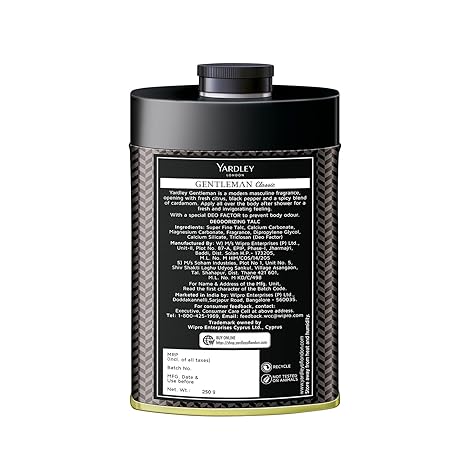 Yardley London Gentleman Classic Deodorizing Talc - 250 gms