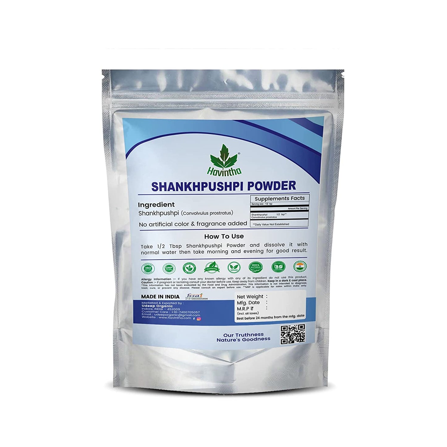 Havintha Natural Shankhpushpi Powder  -  227 gms