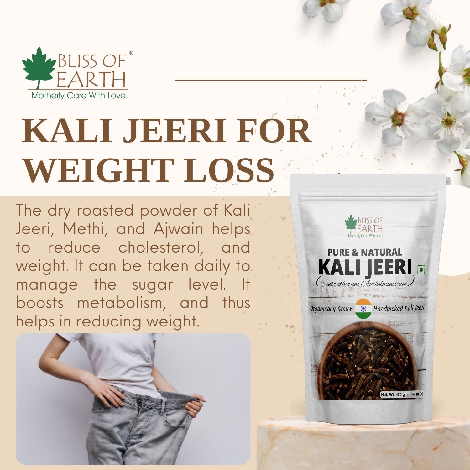 Bliss of Earth 400gm Kali Jeeri, Bitter Cumin, Kadwa Jeera, Black Cumin Fresh & Organic Good for Health