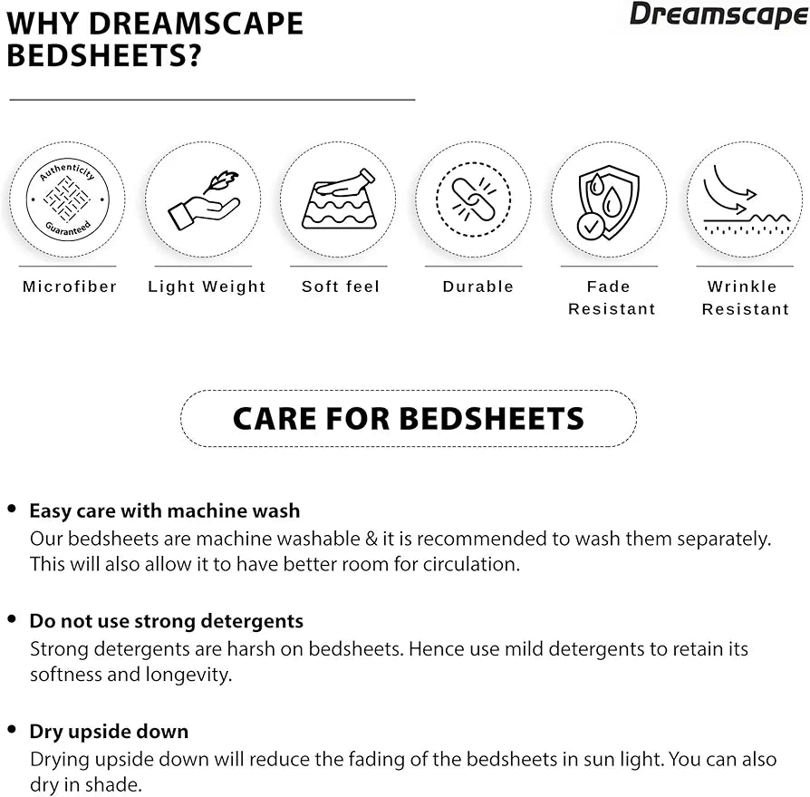 Dreamscape Wrinkle & Fade Resistant Double Bedsheet with 2 Pillow Covers Buff Yellow