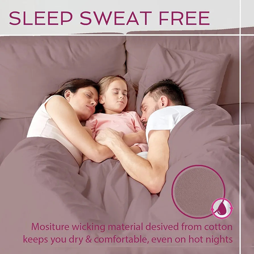 Trance Home Linen 300TC Pure 100% Cotton Queen Fitted Bedsheet with 2 Pillow Covers Colour Cameo Rose
