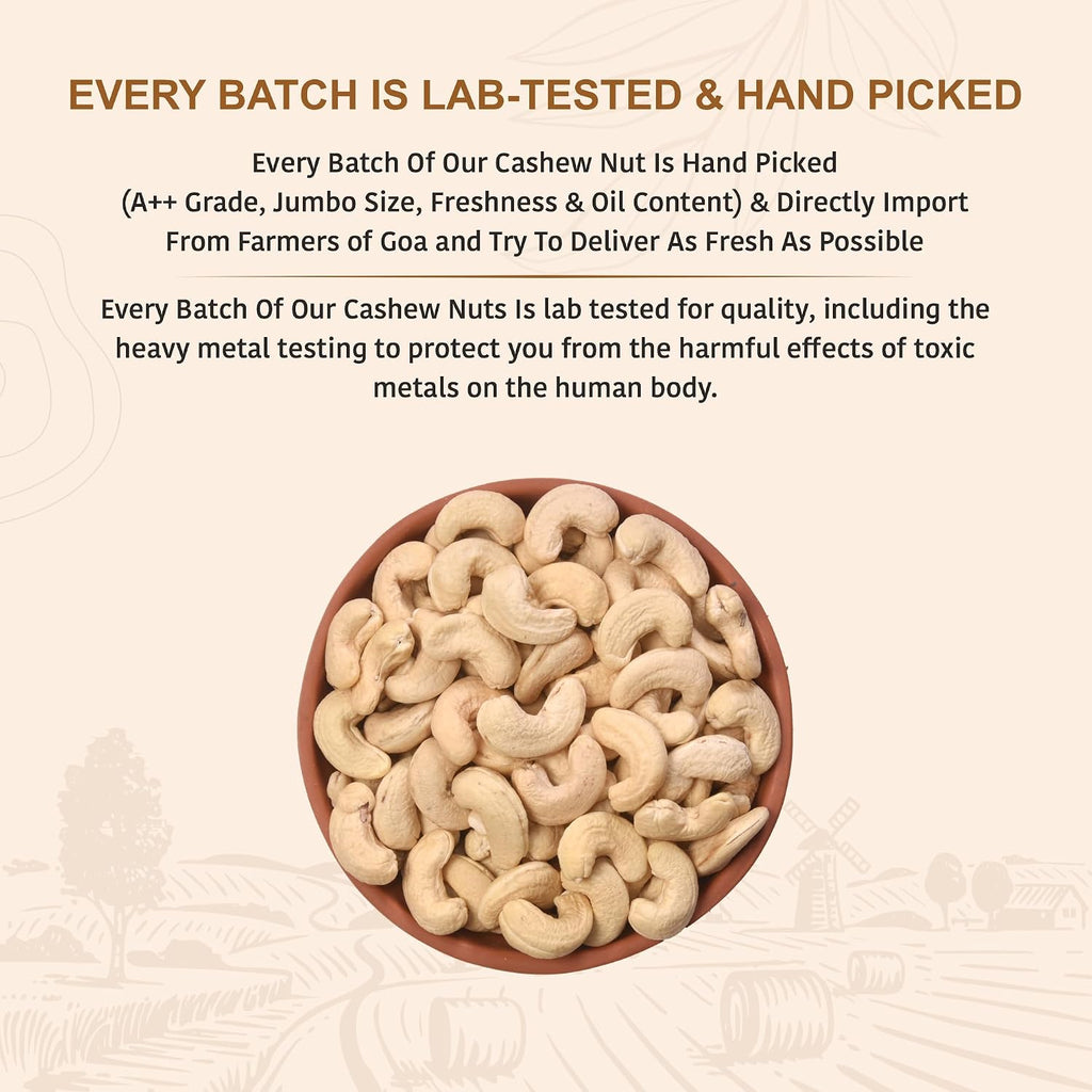Nutty Organics Whole Cashew Nuts 250 Gm | Hand Selected Jumbo | Nutritious & Delicious Nuts | Natural & Crunchy | Healthy Dry Fruit Snack