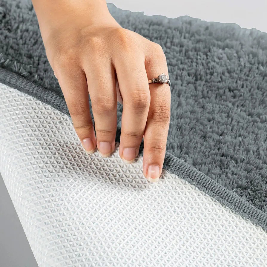 Luxe Home International Microfiber Luxe Home Bath Mat Rectangular Colour Grey