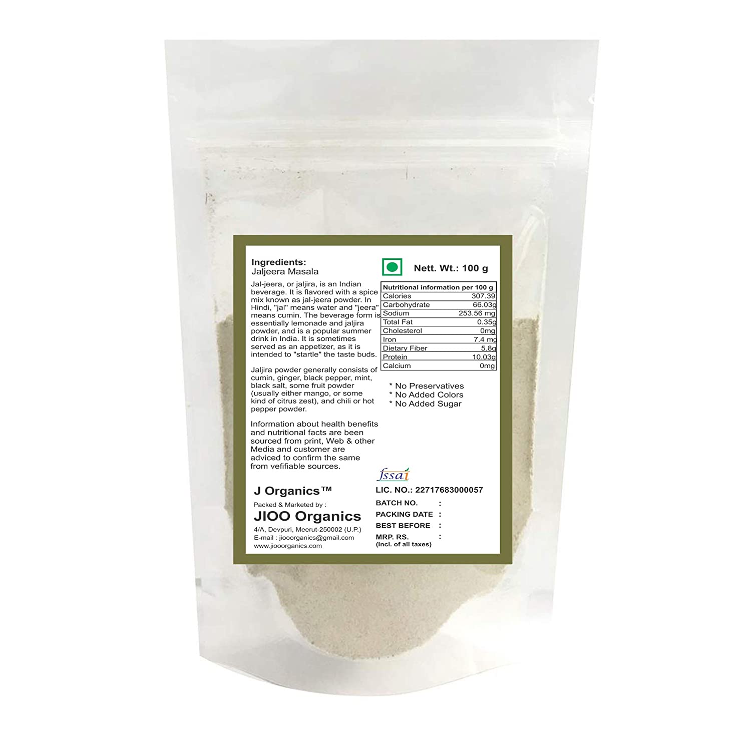 Jioo Organic Jaljeera Masala Powder - 100 gms
