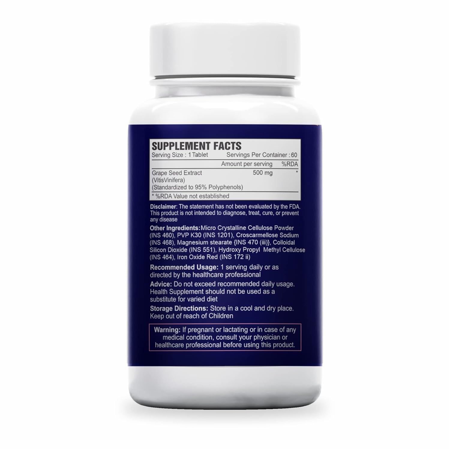 Sea Life Grape Seed Extract | 500 mg 60 Tablets | Antioxidant Supplement Strengthens Immunity, Helps Fight Infections, Promotes Healthy Skin and Hair| For Women and Men.