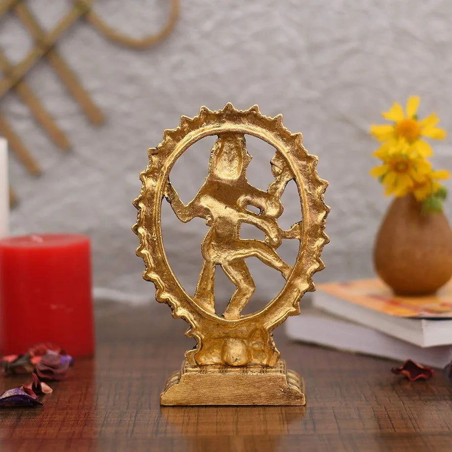 Collectible India Metal Shiva Idol Natraj Statue Statue - Gold Plated Dancing Shiva Natraja/Natrajan Showpiece Figurine