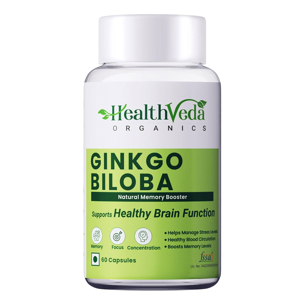 HEALTH VEDA ORGANICS PRIVATE LIMITED Ginkgo Biloba 120 mg | 60 Veg Capsules | Supports Better Concentration & Memory | For both Men & Women