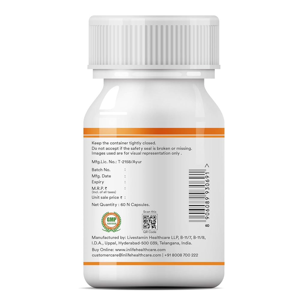 INLIFE Curcumin C3 Complex (95% Curcuminoids) 500 mg Turmeric with BioPerine (Piperine) Extract Supplement 5 mg - 60 Capsules (Pack of 1)
