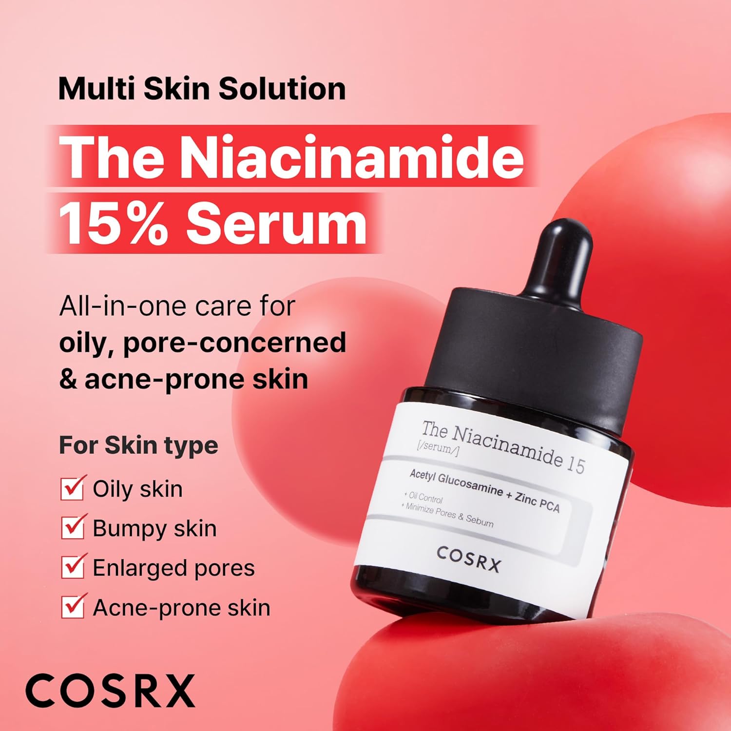 COSRX Niacinamide 15% Face Serum 20Ml, Minimizing Pores & Sebums, Blemish Treatments For Discoloration, Dark Spots, Enlarged Pores, Artificial Fragrance & Parabens-Free