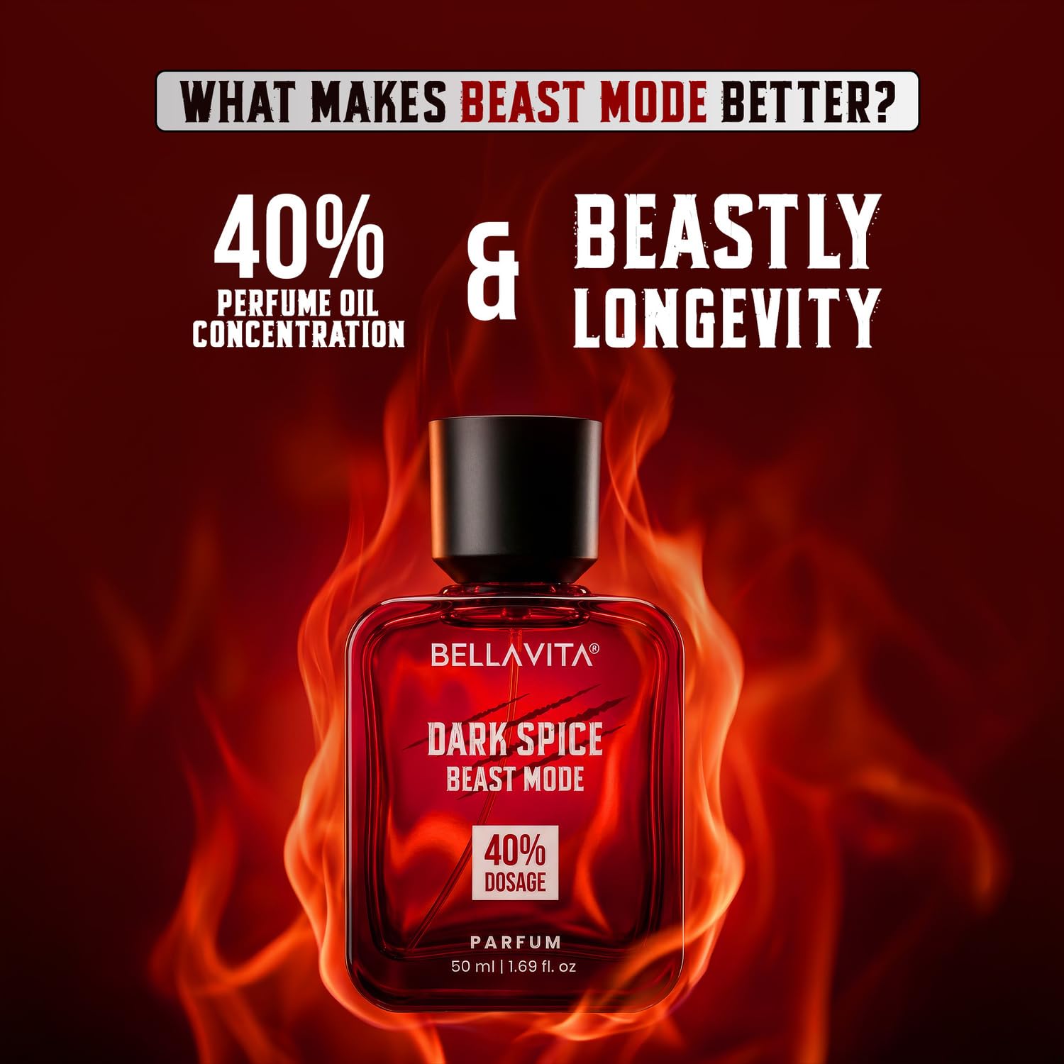 BELLAVITA Dark Spice Parfum 50ml | Perfume for Man |Beast Mode | 40% Oil Concentration | Spicy & Musky Scent | Premium Perfume for Men