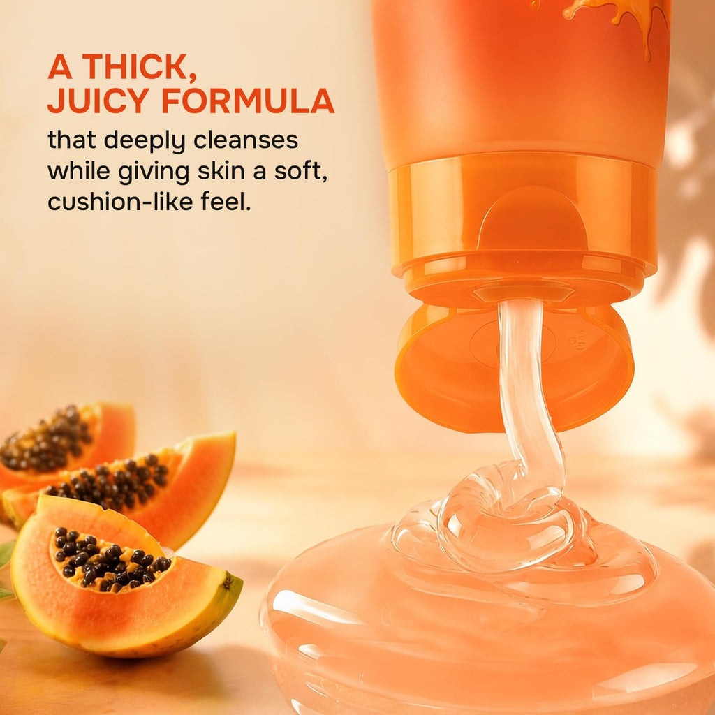 Swiss Beauty Care Juicy Glow Face Wash | Papaya + Alpha Arbutin | Removes Dirt & Grime | Fades Tan & Spots | Nourishes & Hydrates - 100g