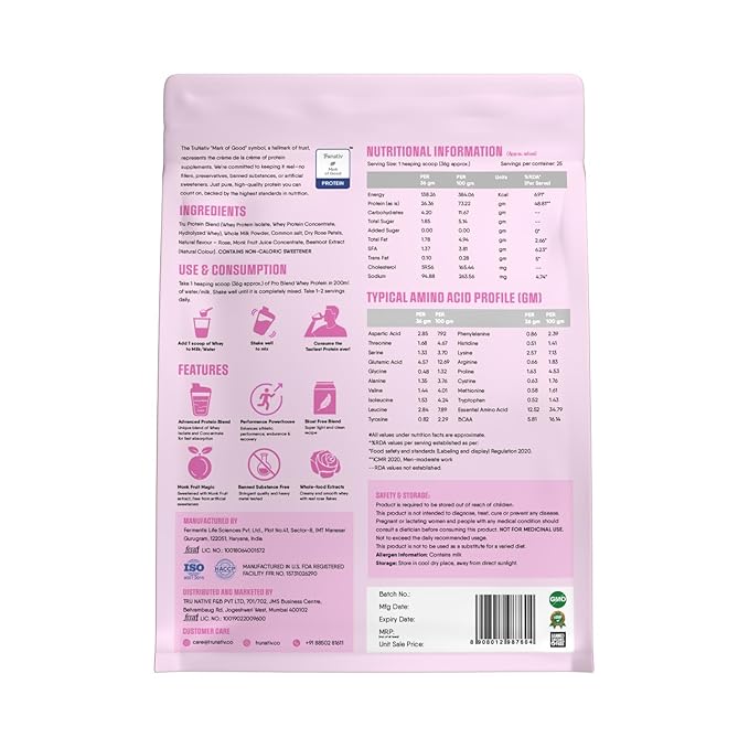 Trunativ Pro Blend Whey Protein Rose Milk - 907 gms