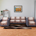 Kuber Industries Sofa Slip Cover Set Brown Flower Sofa Cover 5 Seater Couch Cover Cream