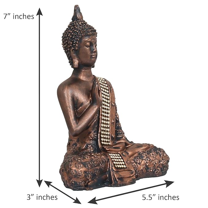 Ecraftindia Handcrafted Meditating Lord Buddha Polyresin Idol | Brown