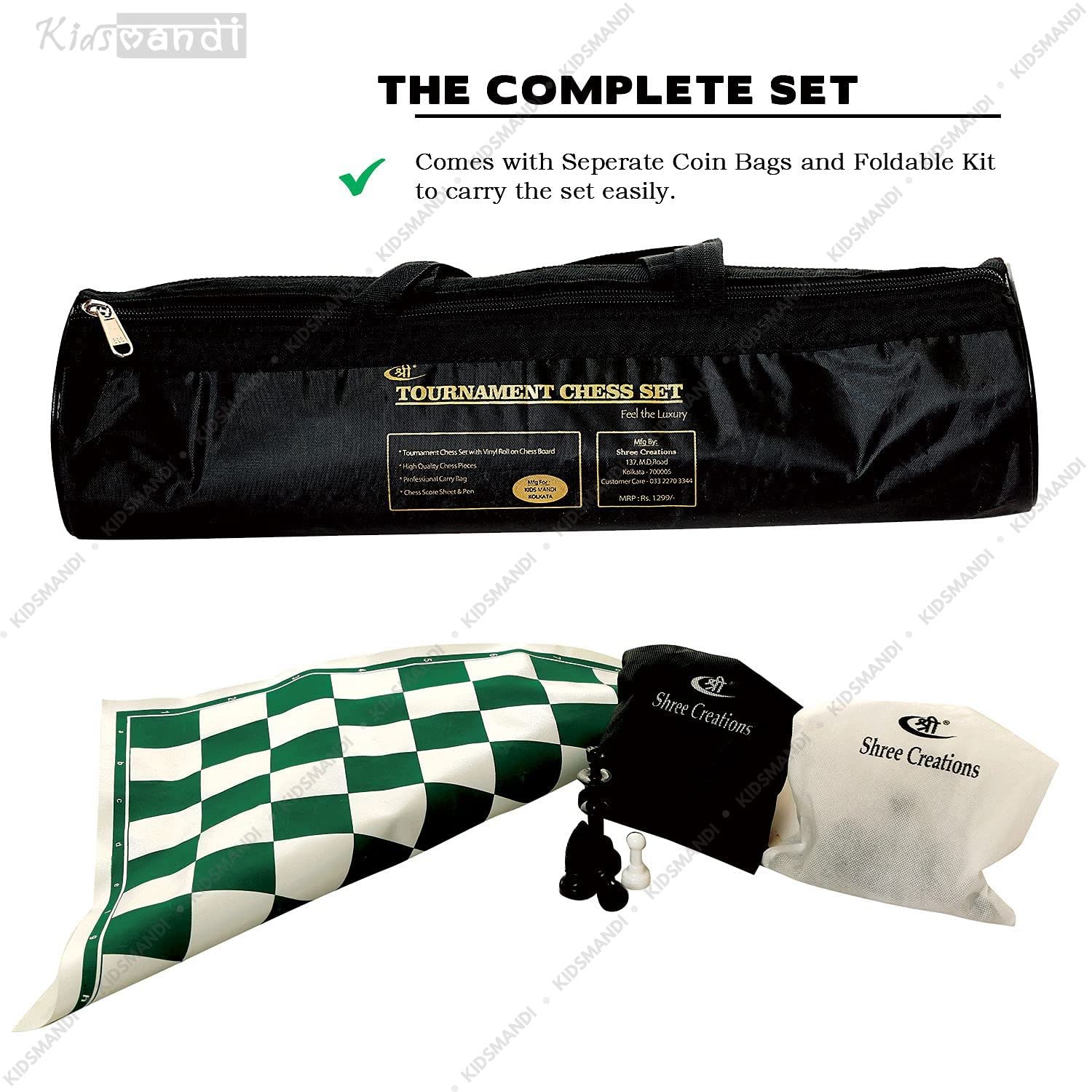 Kids Mandi Tournament Chess Set 17 Foldable Board with 2 Extra Queens