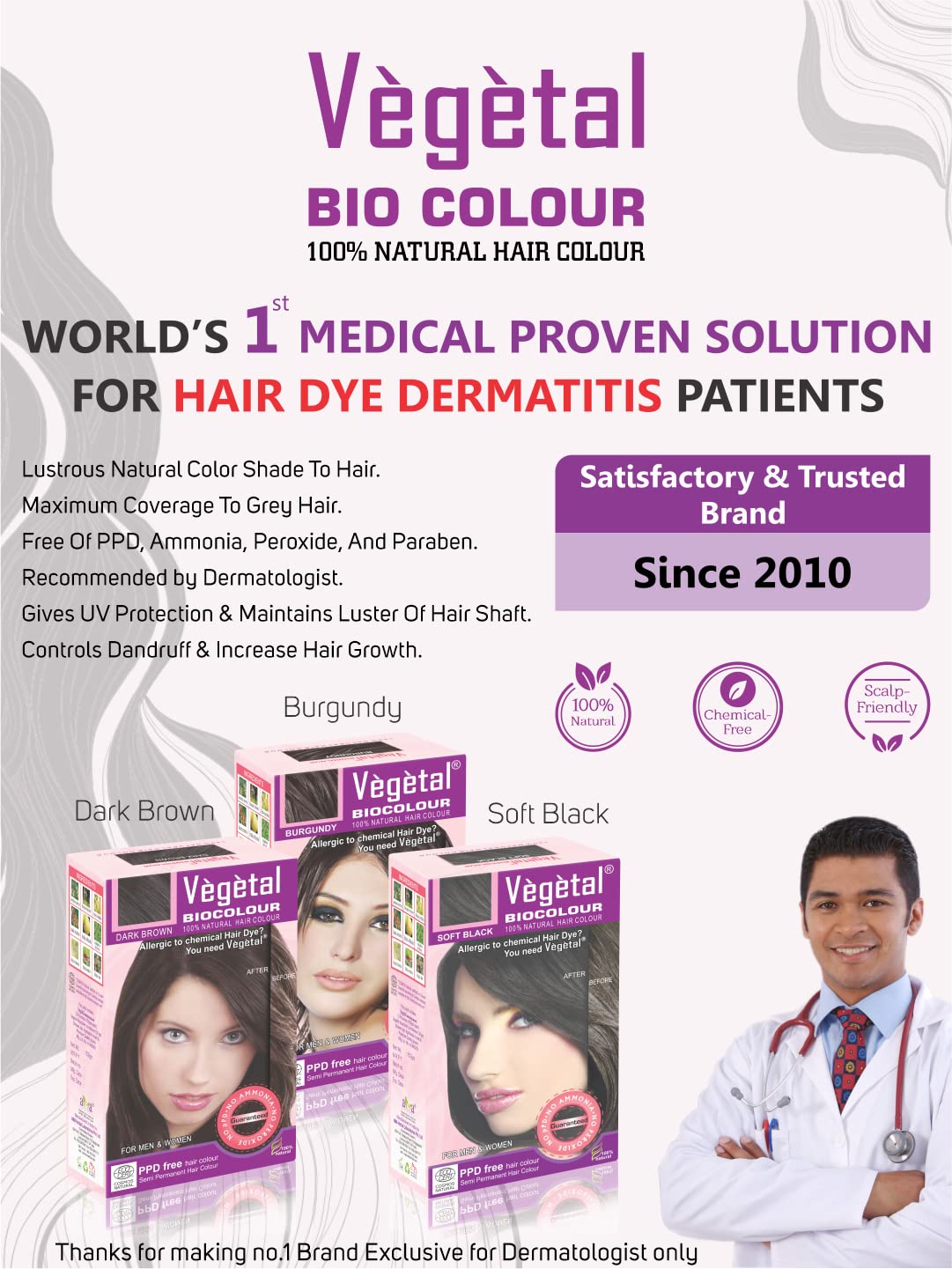 Vegetal Bio Hair Colour - Soft Black - 50 gms