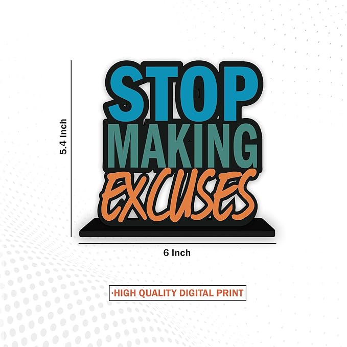 Artvibes Wooden Idols and Figurine Stop Making Excuses Quotes Table Decor for Office Desk Showpiece | Home Decoration