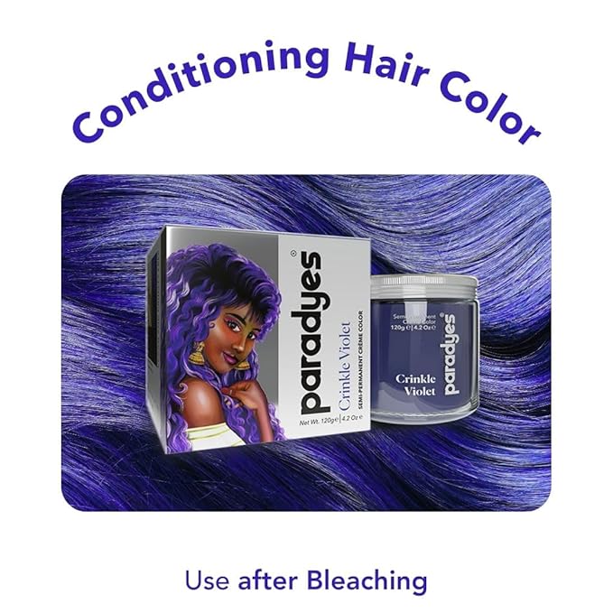 Paradyes Semi-permanent Crinkle Violet Diy Conditioner Based Hair Colour - 120 Gms