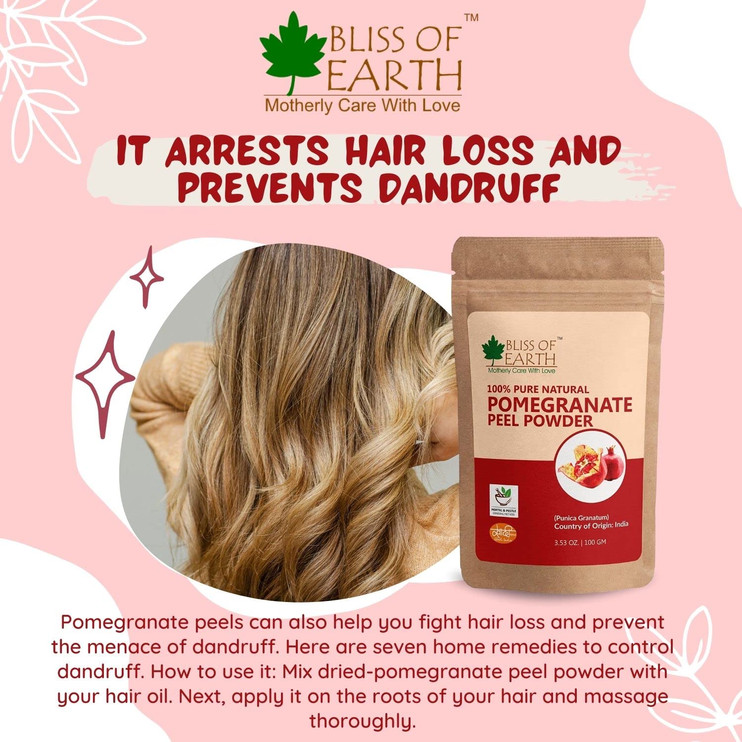 Bliss of Earth Pomegranate Peel Powder 453GM Organic Herbal For Face