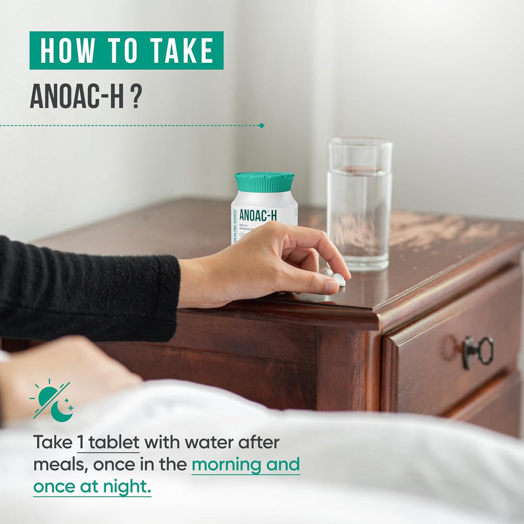 Healing Hands Anoac-H Advanced Piles and Fissure Treatment Tablets â€“ 60 Days, Patented Plant Based Tablets to treat Severe Piles and Fissure, Clinically Proven, Herbal & Natural Piles Care