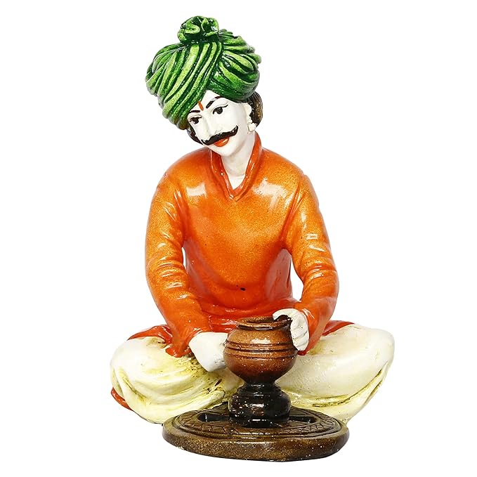 Ecraftindia Colorful Combo of Rajasthani Craftsmen and Lady Working Statue