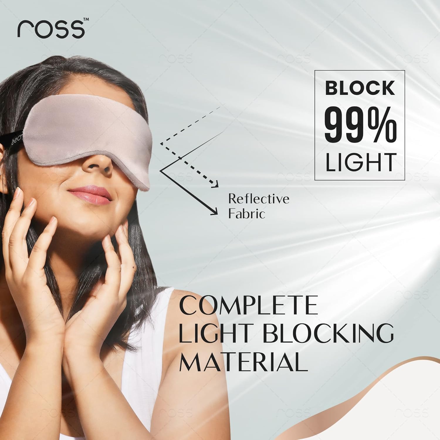 Ross Breathable Fabric Sleep Eye Mask â€“ Ultra-Soft, Smooth & Cozy with Adjustable Strap for Ultimate Comfort, Light Blocking & Deep Sleep â€“ Perfect for Travel, Meditation, Naps, Relaxation & Stress Relief - Grey