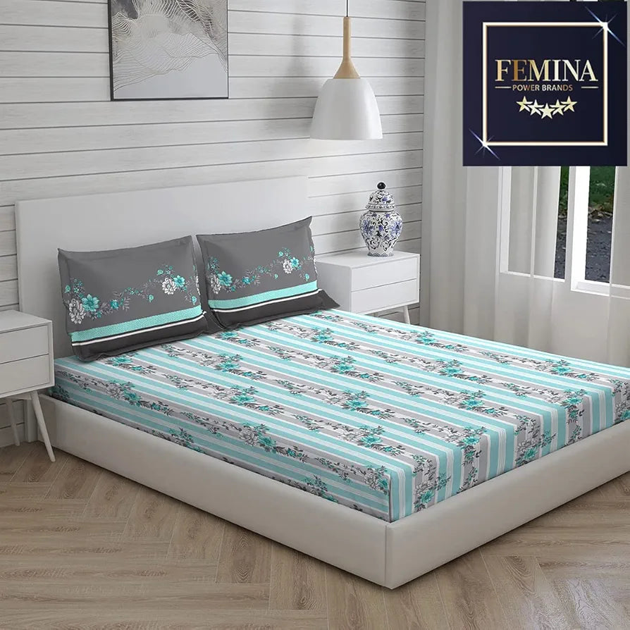 Layers Tivoli Cotton Bedsheet Set for All Seasons Lightweight 104 TC Queen Size Dark Beige Color