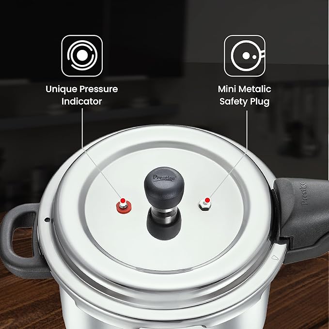 Prestige 4 Litres Svachh Deluxe Alpha Induction Base Outer Lid Stainless Steel Pressure Cooker