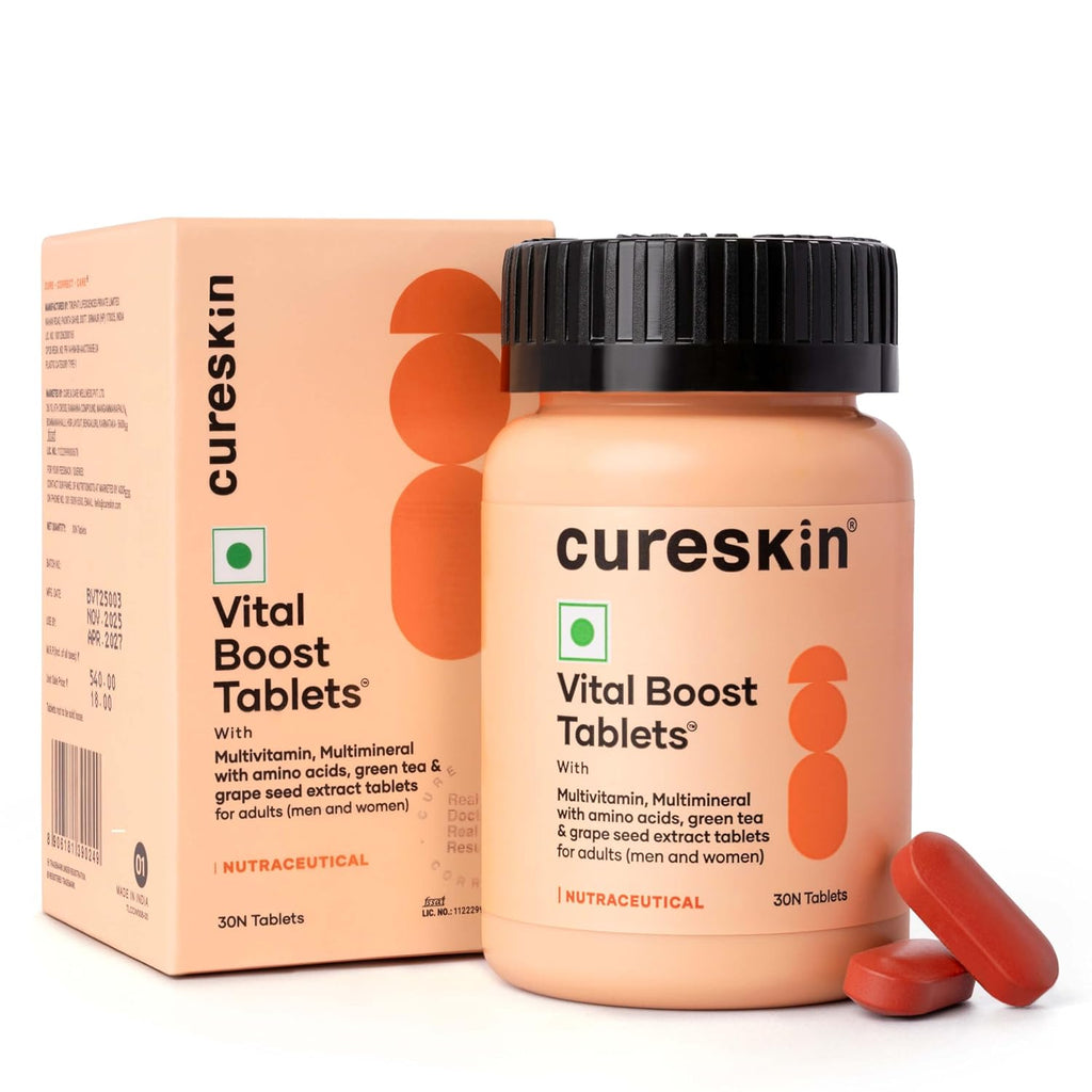 Cureskin Vital Hair Boost Tablets for Hair Fall Control, Hair Growth & Skin Health | Multivitamin Tablet for Men & Women